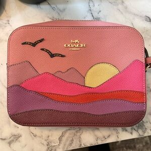 Coach pink crossbody with strap